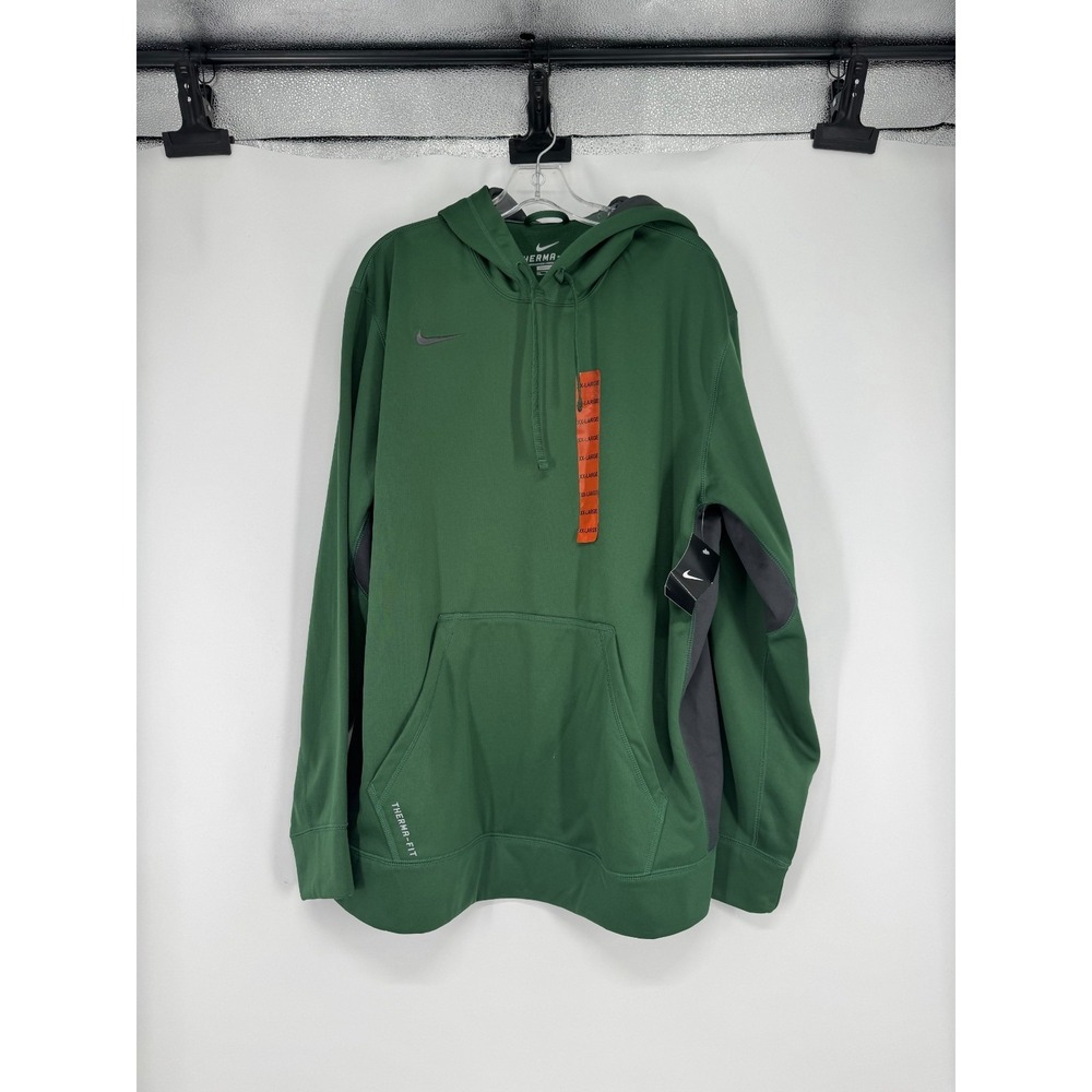 Nike Hoodie Mens 2XL Green Fleece Hooded Dri Therma Fit Sweatshirt 621940-361
